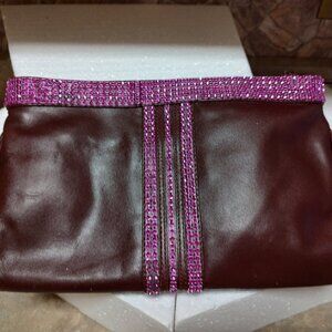 BURGUNDY LEATHER CLUTCH PURSE